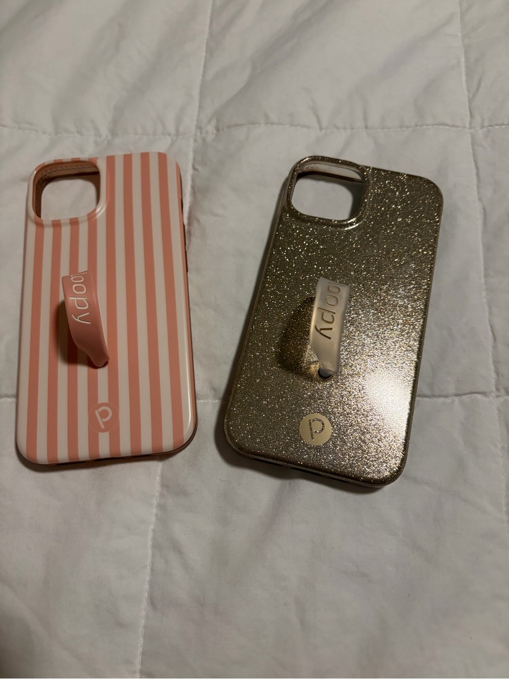 Loopy Phone14 Case with Pink Stripe and Gold Glitter Options